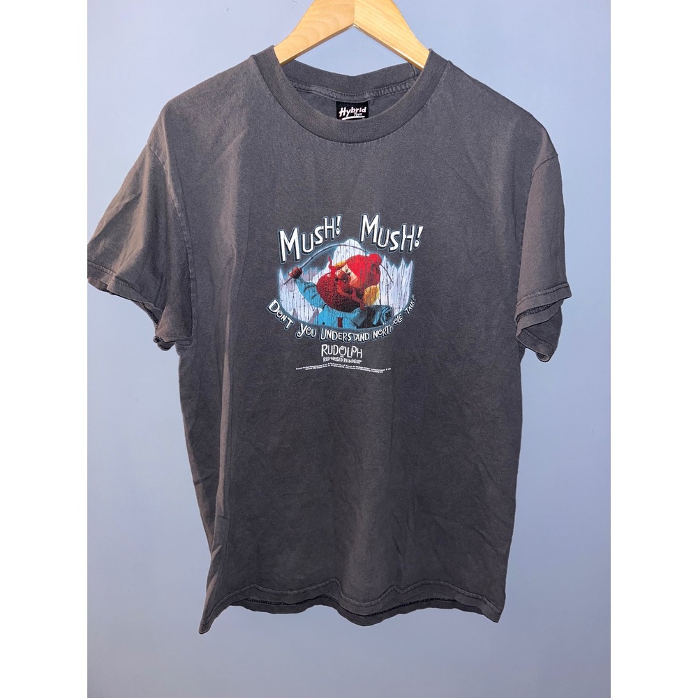 Hybrid Tees Rudolph Red‎ Nose Reindeer Graphic T Shirt Adult Size Large